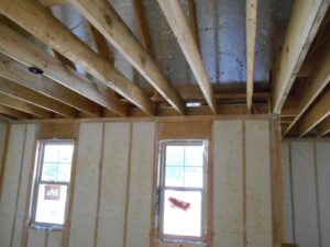 spray foam insulation applied to new construction walls spray foam in walls (shaved)